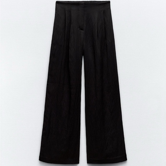 ZARA black flowy pleated pants - Picture 1 of 5